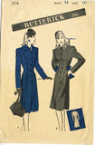 1940s Vintage Butterick Sewing Pattern 3118 Stylish Misses Princess Coat Sz 34 B - Vintage4me2