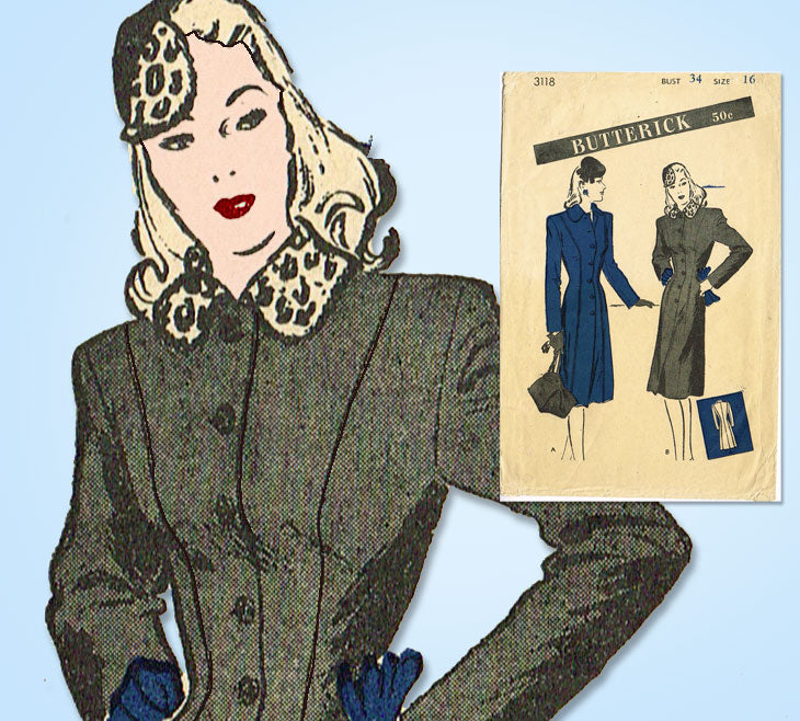 マリックページ 1940s Vintage Butterick Sewing Pattern 3118 Stylish Misses