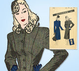 1940s Vintage Butterick Sewing Pattern 3118 Stylish Misses Princess Coat Sz 34 B - Vintage4me2