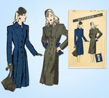 1940s Vintage Butterick Sewing Pattern 3118 Stylish Misses Princess Coat Sz 34 B - Vintage4me2