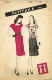 Butterick 3133: 1940s Uncut Misses Peplum Dress Size 32 B Vintage Sewing Pattern