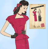 Butterick 3133: 1940s Uncut Misses Peplum Dress Size 32 B Vintage Sewing Pattern