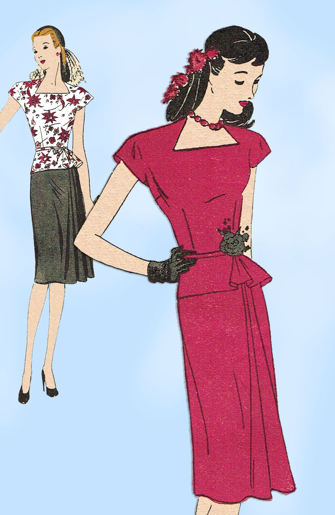 Butterick 3133: 1940s Uncut Misses Peplum Dress Size 32 B Vintage Sewi Vintage4me2 Butterick 3133: 1940s Uncut Misses Peplum Dress Size 32 B Vintage Sewi Vintage4me2