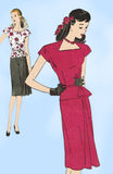Butterick 3133: 1940s Uncut Misses Peplum Dress Size 32 B Vintage Sewing Pattern