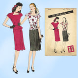 Butterick 3133: 1940s Uncut Misses Peplum Dress Size 32 B Vintage Sewing Pattern