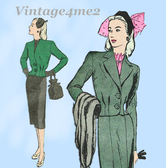 Butterick 3140: 1940s Misses WWII Dressmaker Suit Sz 32 B Vintage Sewing Pattern