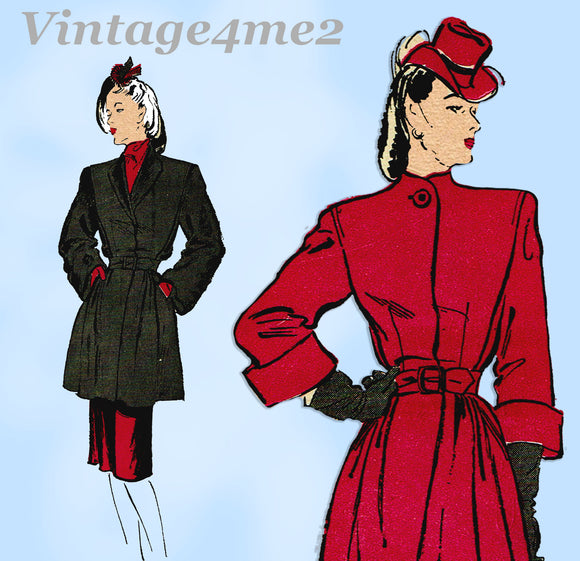 Butterick 3181: 1940s Stunning Misses Coat Size 32 Bust Vintage Sewing Pattern