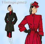 Butterick 3181: 1940s Stunning Misses Coat Size 32 Bust Vintage Sewing Pattern
