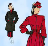 Butterick 3181: 1940s Stunning Misses Coat Size 32 Bust Vintage Sewing Pattern
