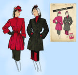 Butterick 3181: 1940s Stunning Misses Coat Size 32 Bust Vintage Sewing Pattern