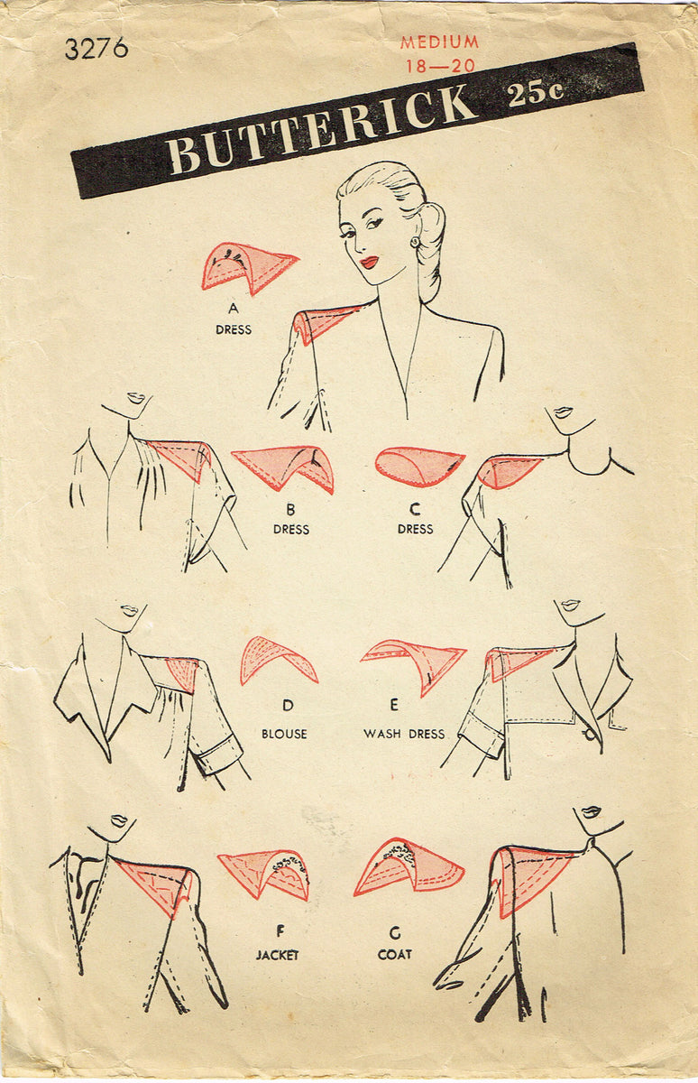 Butterick 3276: 1940s Womens Shoulder Pad Set Sz Med Vintage Pattern ...