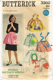 1960s Vintage Butterick Sewing Pattern 3306 Misses Holiday Apron Set Fits All