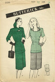 Butterick 3336: 1940s Uncut Misses Peplum Suit Size 32 B Vintage Sewing Pattern
