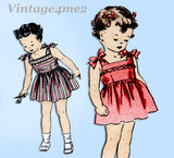 1940s Vintage Butterick Sewing Pattern 3406 Cute Baby Girls Sun Dress Size 1
