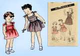 1940s Vintage Butterick Sewing Pattern 3406 Cute Baby Girls Sun Dress Size 1