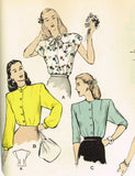 1940s Original Vintage Butterick Pattern 3474 Uncut Misses Blouse Sz 34 Bust