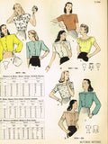 1940s Original Vintage Butterick Pattern 3474 Uncut Misses Blouse Sz 34 Bust