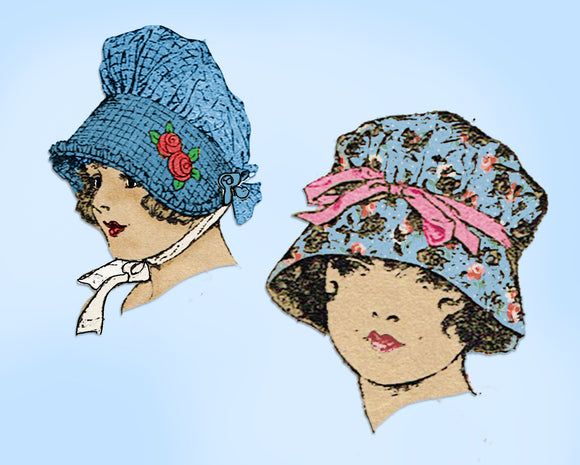 Butterick 3727: 1920s Rare Misses Hat Set Sz 22 Inch Head Vintage Sewing Pattern