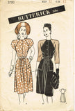 1940s Original Vintage Butterick Pattern 3780 Misses Dress Gr8 Sleeves Size 30 B