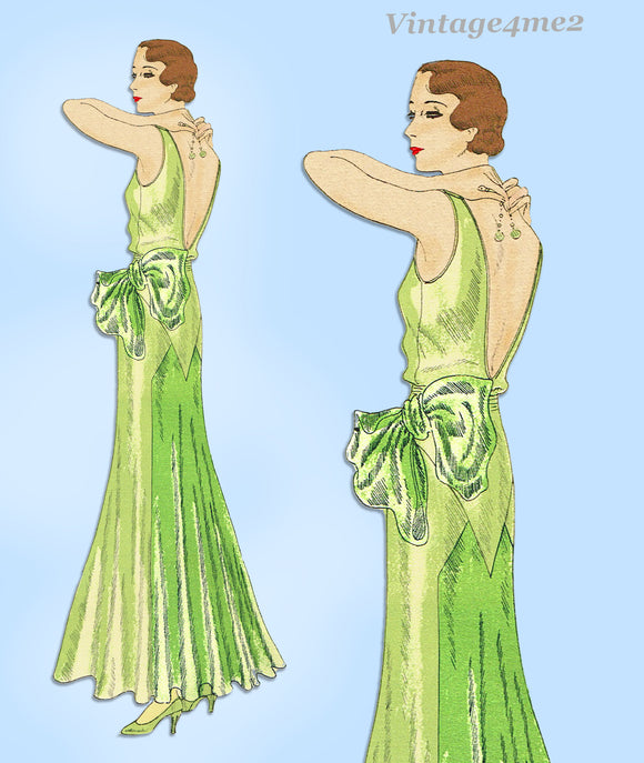 Butterick 3852: 1930s Uncut Rare Evening Gown Size 36 B Vintage Sewing Pattern