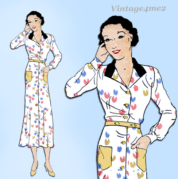 Butterick 3855: 1930s Uncut Misses Street Dress Size 38 B Vintage Sewing Pattern