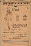 Butterick 3876: 1930s Cute Uncut Little Girls Dress Vintage Sewing Pattern