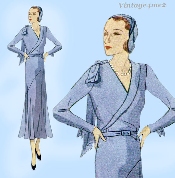 Butterick 3883: 1930s Rare Uncut Misses Dinner Dress 38 B Vintage Sewing Pattern