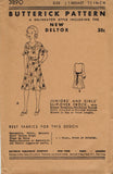Butterick 3890: 1930s Uncut Teen Girls Party Dress Vintage Sewing Pattern