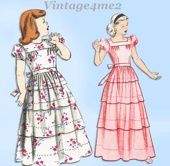 1940s Vintage Butterick Sewing Pattern 4063 Cute Toddler Girls Gown Sz 4