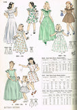 1940s Vintage Butterick Sewing Pattern 4064 Toddler Girls Party Dress Size 4 23B
