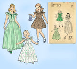 1940s Vintage Butterick Sewing Pattern 4064 Toddler Girls Party Dress Size 4 23B