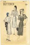 Butterick 4156: 1940s Glamorous Misses Cocktail Dress Sz 36 B Vintage Sewing Pattern