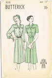 1940s Vintage Butterick Sewing Pattern 4191 Misses Shirtwaist Dress Sz 34 Bust - Vintage4me2