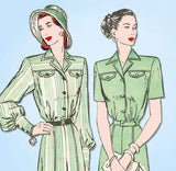 1940s Vintage Butterick Sewing Pattern 4191 Misses Shirtwaist Dress Sz 34 Bust - Vintage4me2