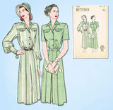 1940s Vintage Butterick Sewing Pattern 4191 Misses Shirtwaist Dress Sz 34 Bust - Vintage4me2