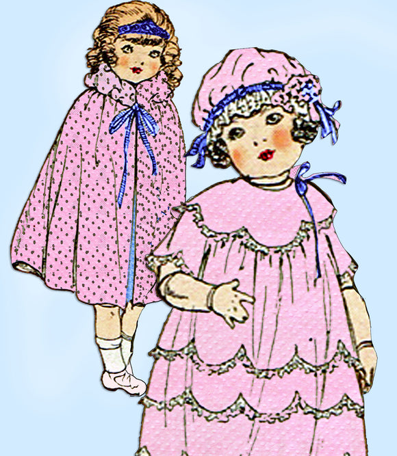 1920s Vintage Butterick Sewing Pattern 423 24inch Little Girl Doll Clothes Set