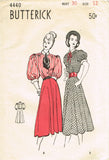 Butterick 4440: 1940s Misses Gibson Girl Dress Sz 30 Bust Vintage Sewing Pattern