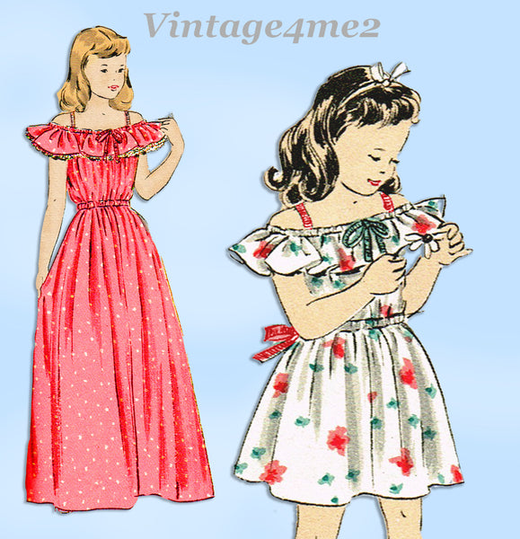 1940s Vintage Butterick Sewing Pattern 4468 Toddler Girls Party Dress Size 4 23B