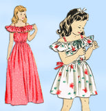 1940s Vintage Butterick Sewing Pattern 4468 Toddler Girls Party Dress Size 4 23B