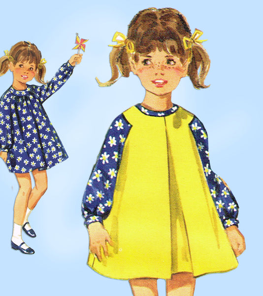 Butterick 4504: 1960s Toddler Girls Dress & Pinafore Sz3 Vintage Sewing Pattern - Vintage4me2