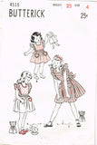 1940s Vintage Butterick Sewing Pattern 4515 Toddler Girls Pinafore Dress Size 2 - Vintage4me2