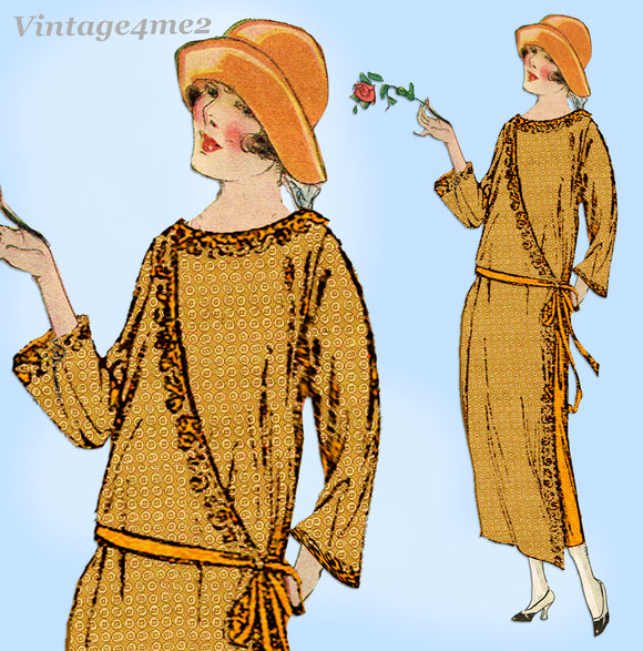 1920s Rare Vintage Butterick Pattern 4528 Misses Flapper Dinner Dress Sz 38 Bust