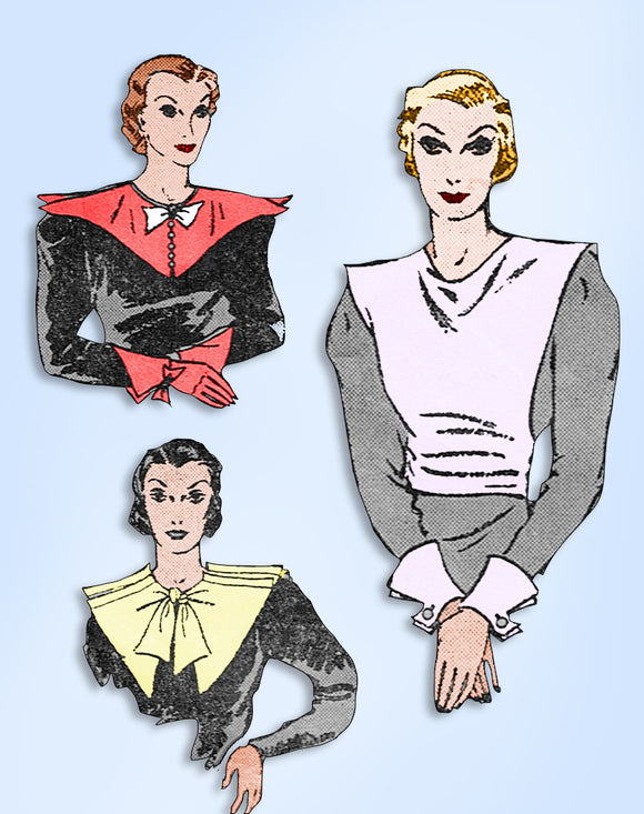 1930s Original Vintage Butterick Pattern 5391 Uncut Misses Collars & Cuffs 30-34
