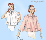 1950s Vintage Butterick Sewing Pattern 5807 Misses Bedjacket Size SM 30 to 32 B