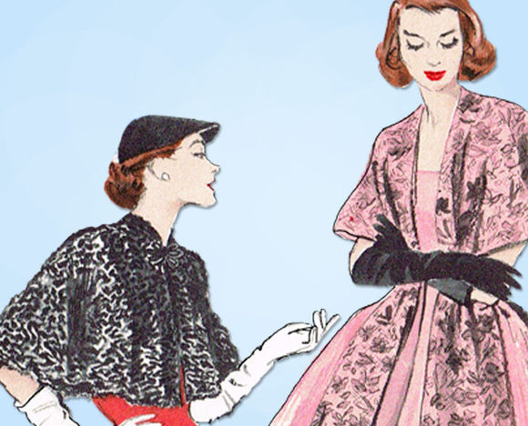 1950s Vintage Butterick Sewing Pattern 6039 Easy Misses Cape or Stole Fits All -Vintage4me2