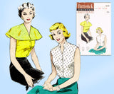 Butterick 6135: 1950s Uncut Misses Easy Blouse Sz 32 B Vintage Sewing Pattern
