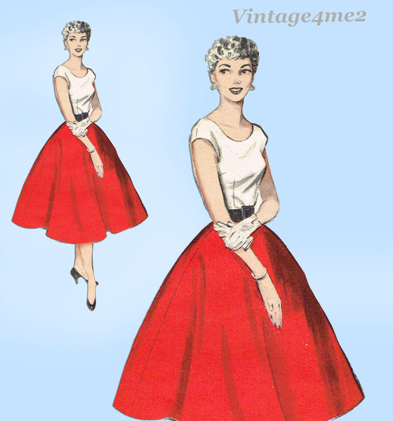 Butterick 6167: 1950s Uncut Easy Circle Skirt Sz 26 Waist Vintage Sewing Pattern