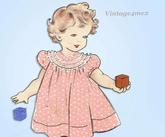 1950s Vintage Butterick Sewing Pattern 6177 Sweet Easy Baby Girls Dress Size 4