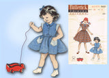 1950s Vintage Butterick Sewing Pattern 6205 Uncut Girls Shirtwaist Dress Sz 10