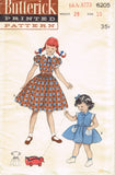 1950s Vintage Butterick Sewing Pattern 6205 Uncut Girls Shirtwaist Dress Sz 10